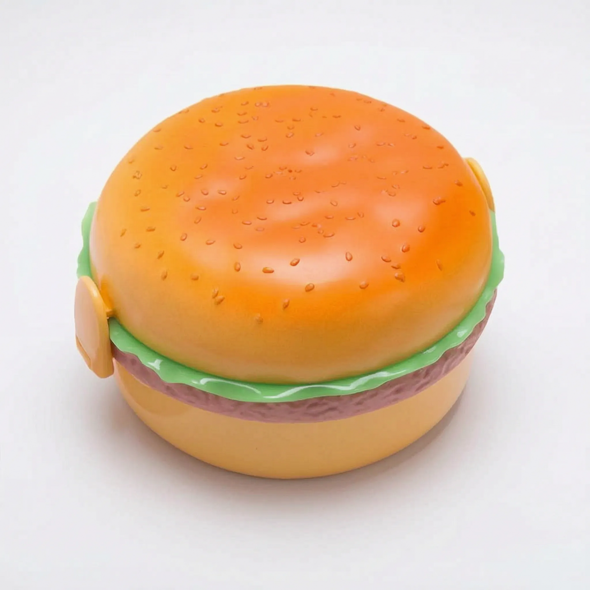 Gelaagde, originele lunchbox in de vorm van een hamburger