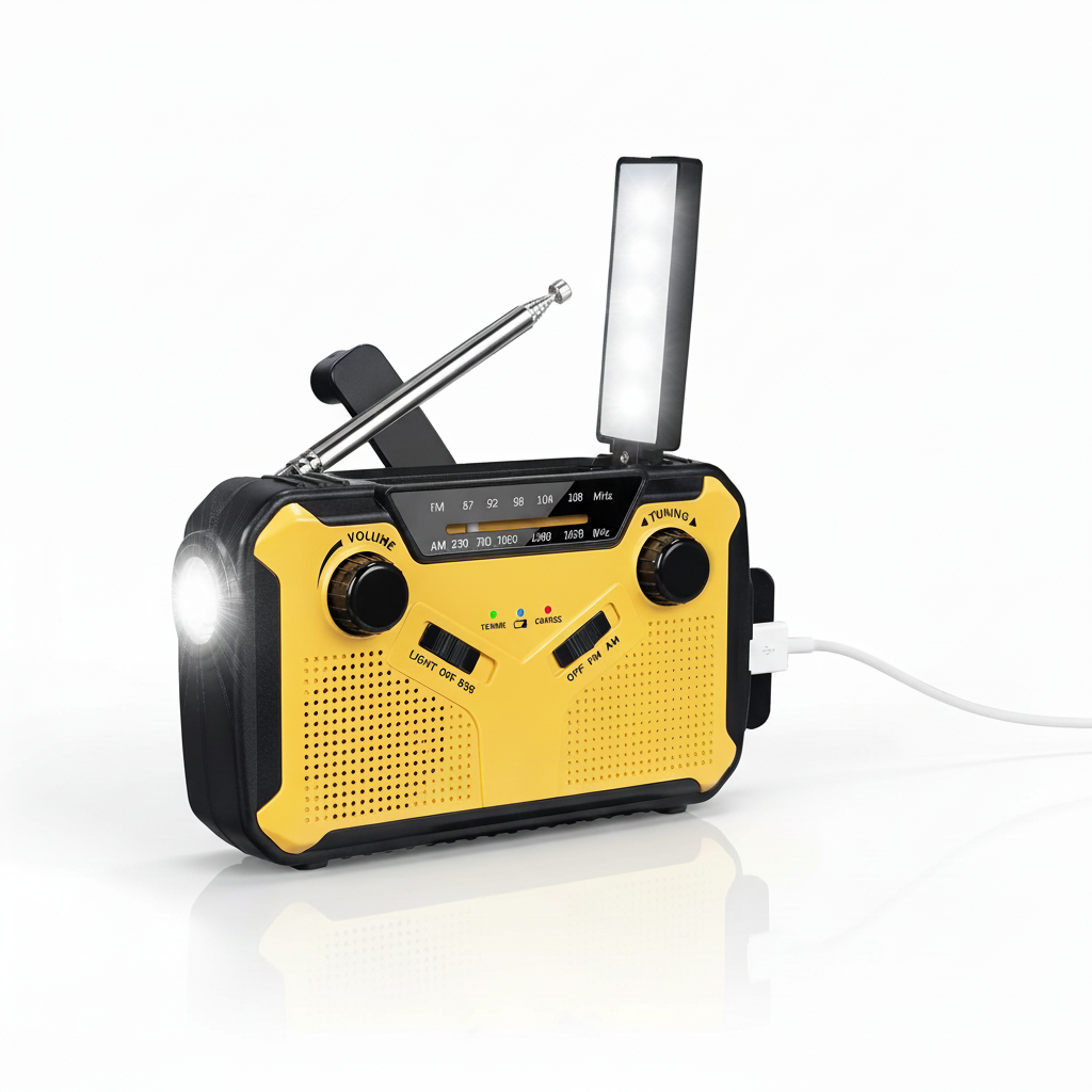 Draagbare kurbelradio van kunststof