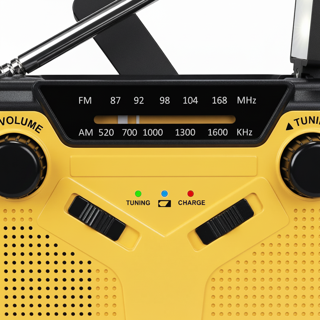 Draagbare kurbelradio van kunststof