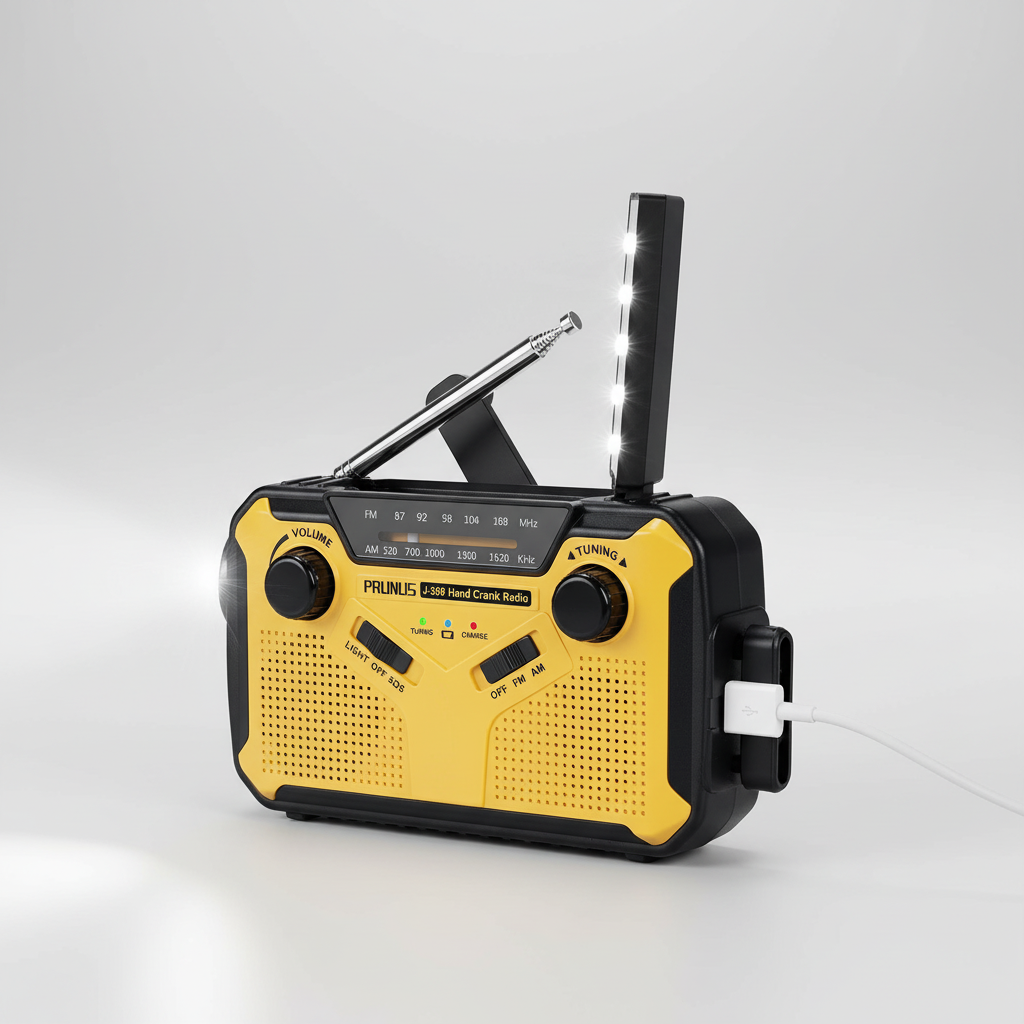 Draagbare kurbelradio van kunststof