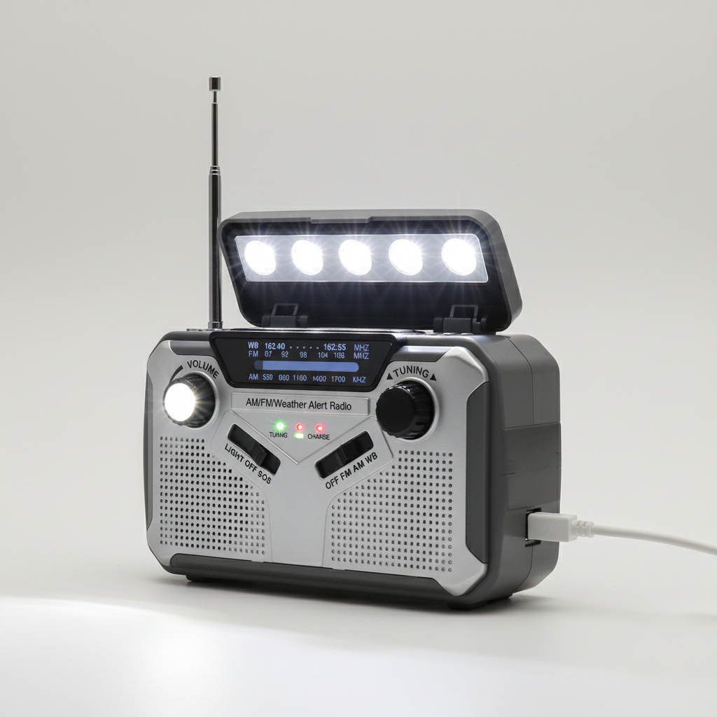 Draagbare kurbelradio van kunststof