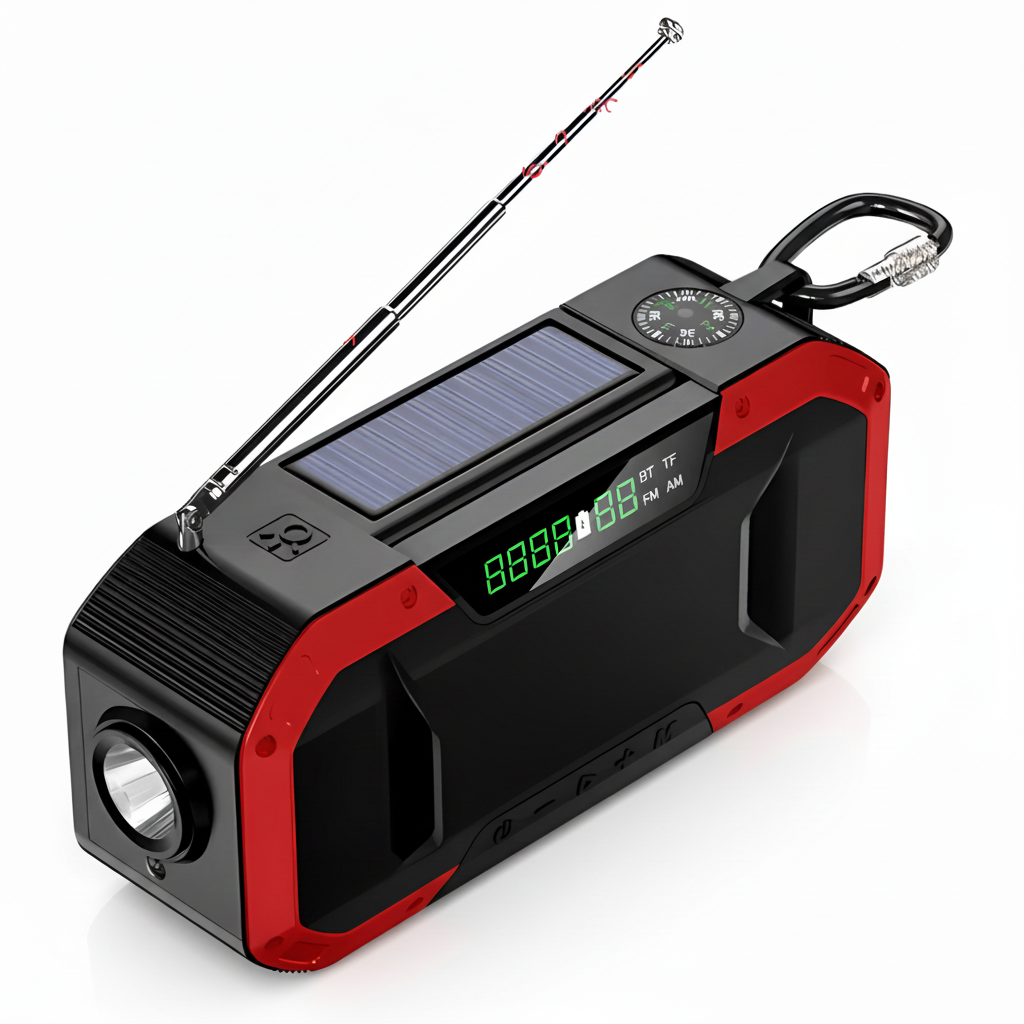 Draagbare noodradio met zonne-energie