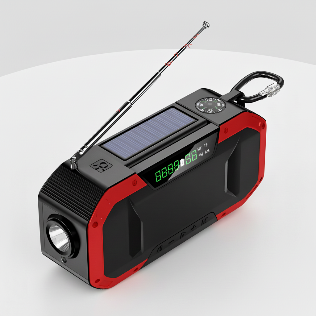 Draagbare noodradio met zonne-energie