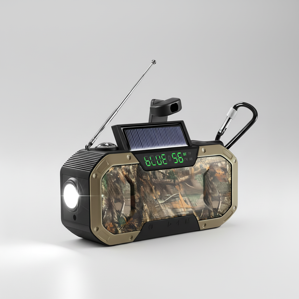 Draagbare noodradio met zonne-energie