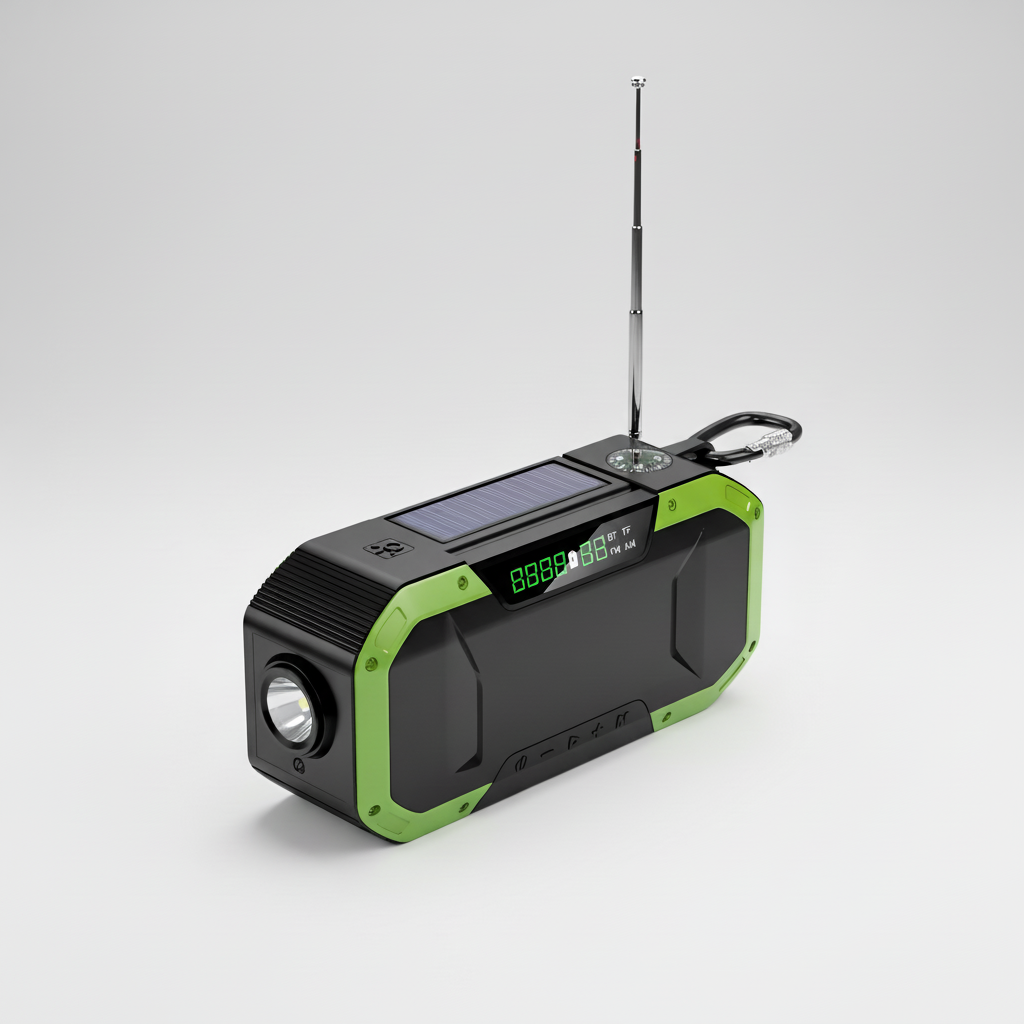 Draagbare noodradio met zonne-energie