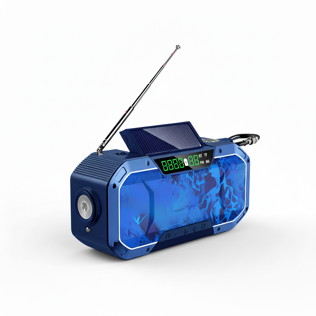 Draagbare noodradio met zonne-energie