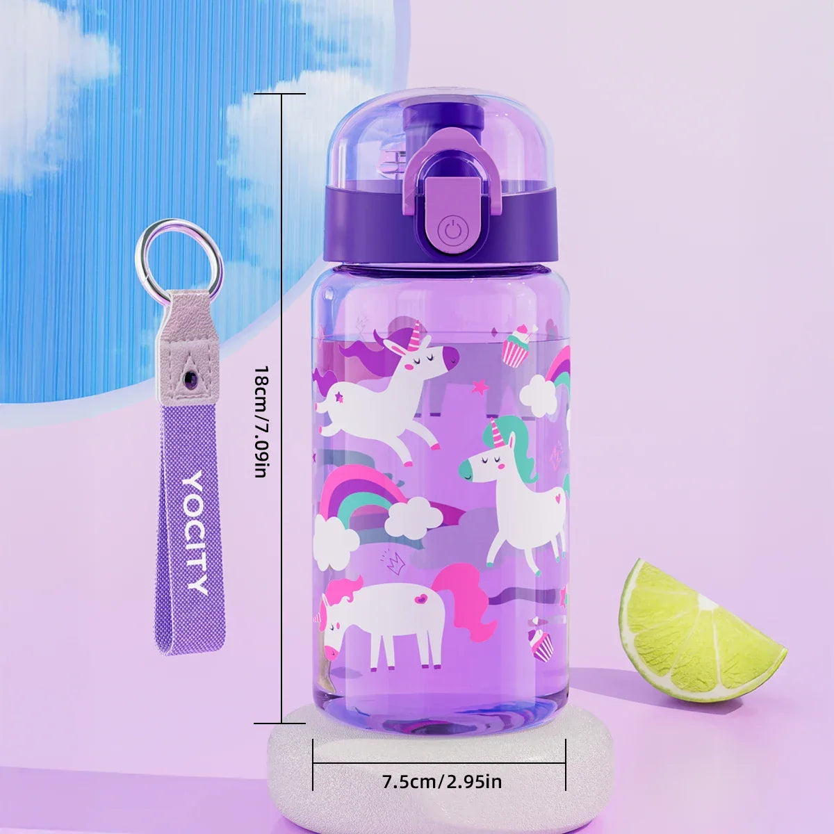 Transparante kinderdrinkfles met print