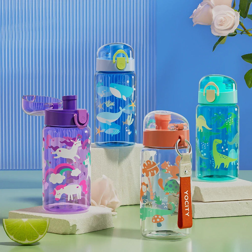 Transparante kinderdrinkfles met print