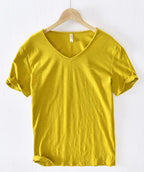 Heren V-hals linnen shirt — afbeelding 69