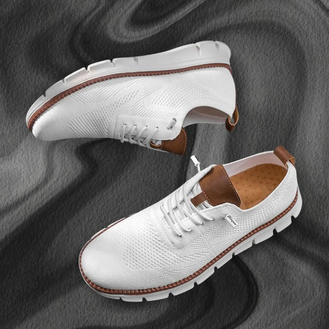 Gebreide herensneakers met veters en aantreklus