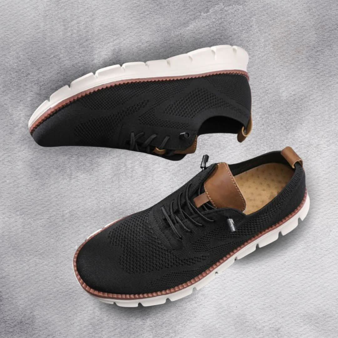 Gebreide herensneakers met veters en aantreklus