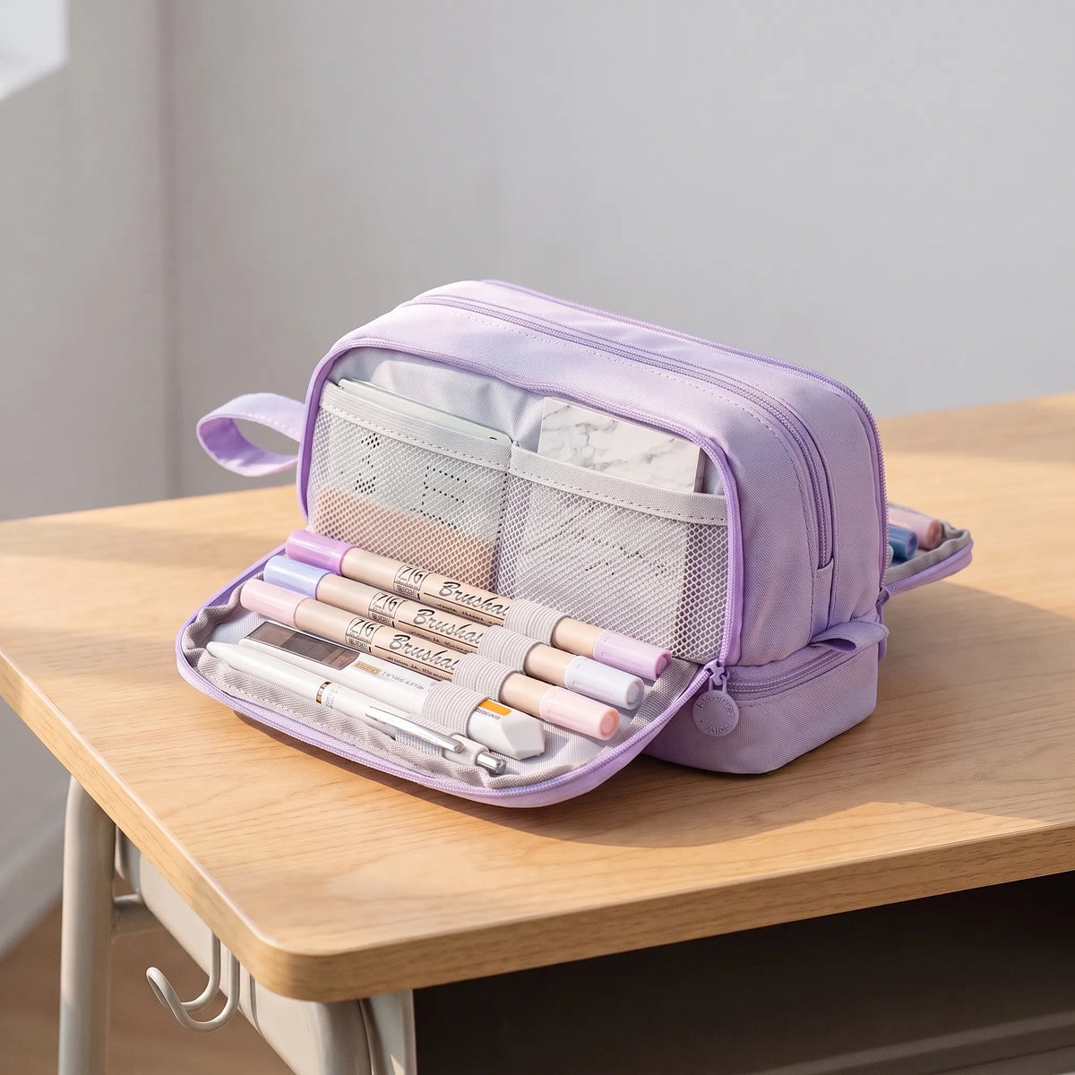 Uitgebreide pastelkleurige schrijfwarenset