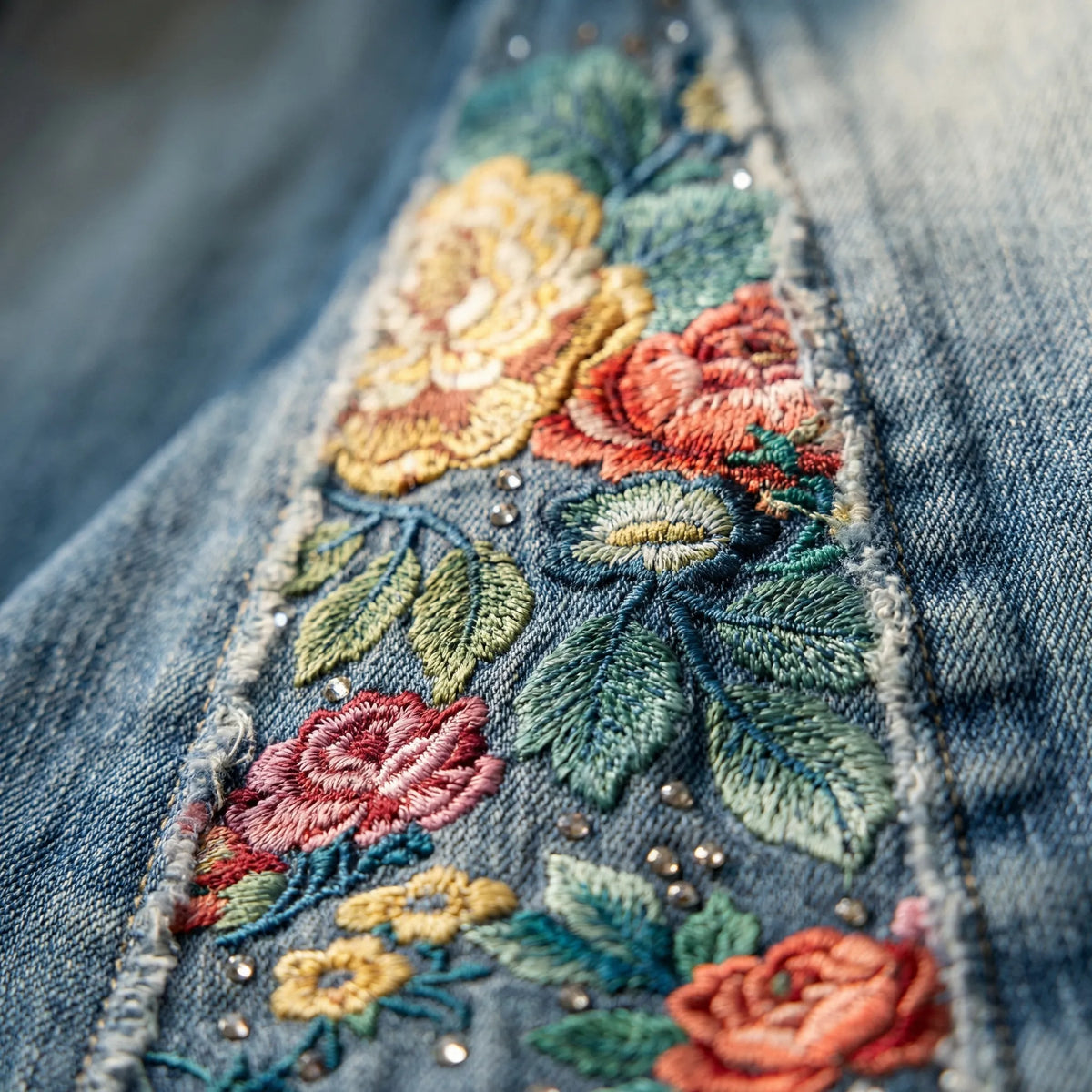 Uitlopende jeans met bloemenprint