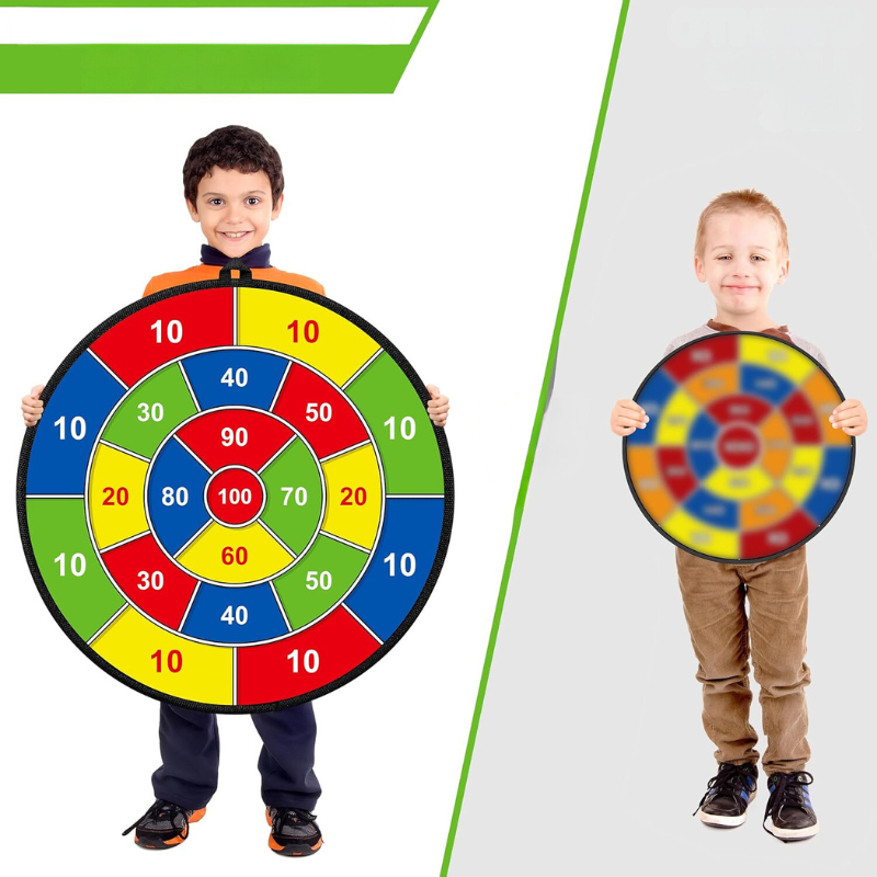 Groot dartbord voor kinderen met kleverige ballen en darts