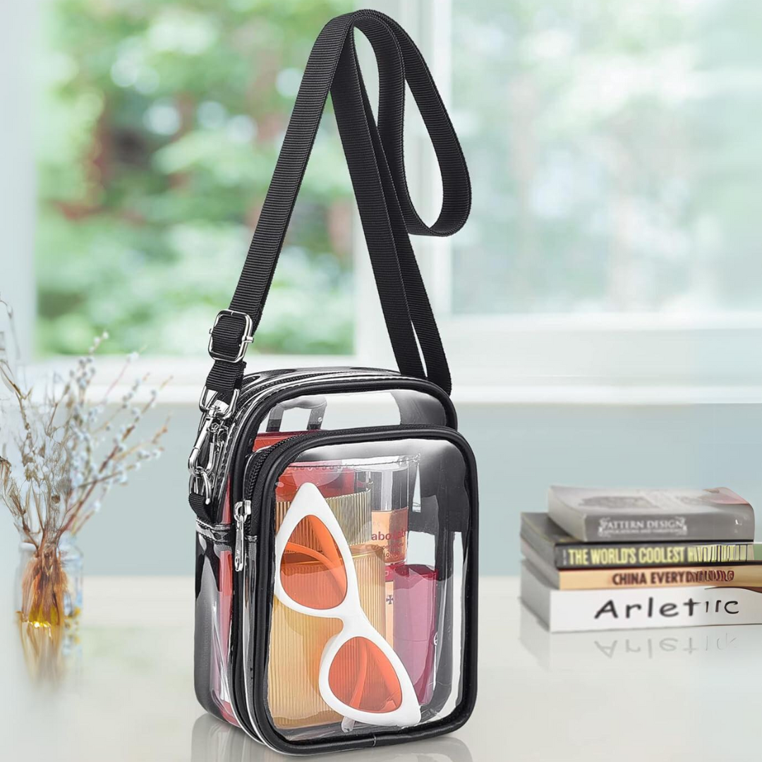 Kleine doorzichtige handtas met verwijderbare strap