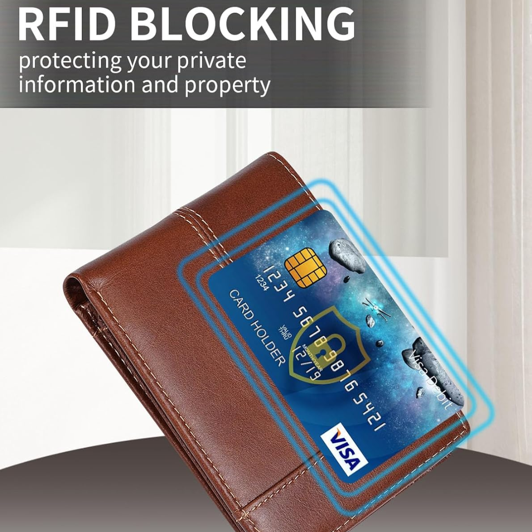 RFID-Blocking leren bifold portemonnee voor mannen