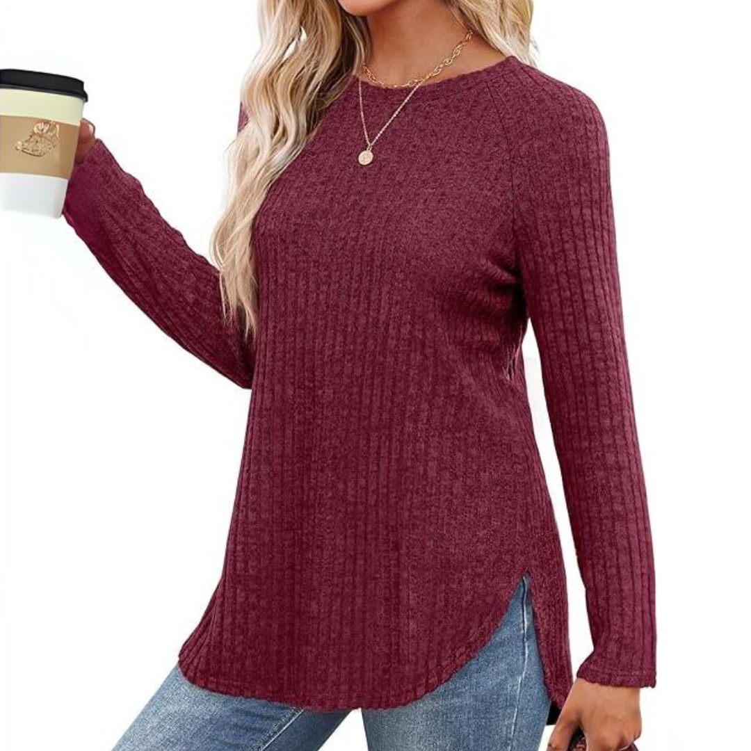 Loose fit crew neck sweater tunic