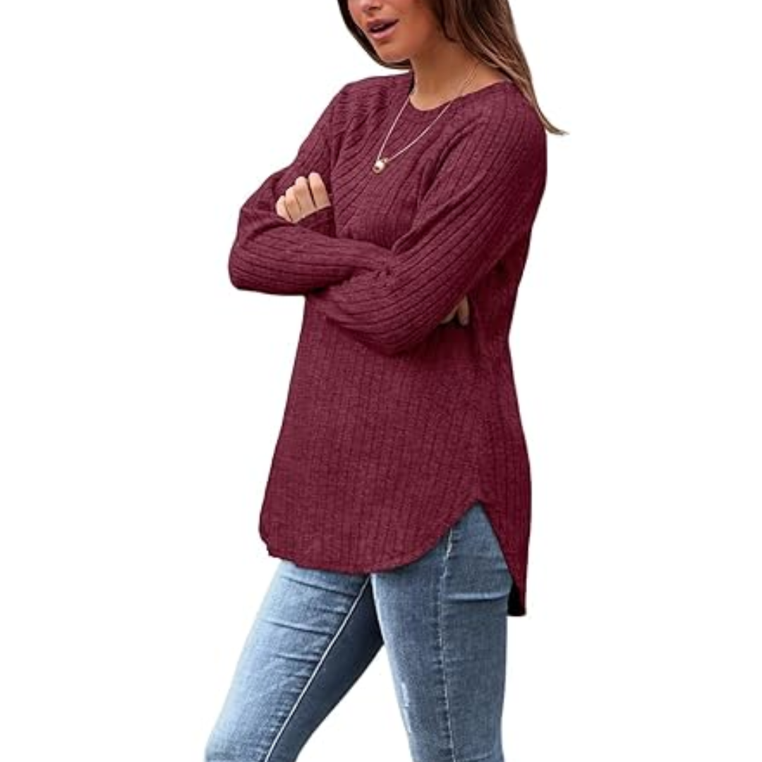 Loose fit crew neck sweater tunic
