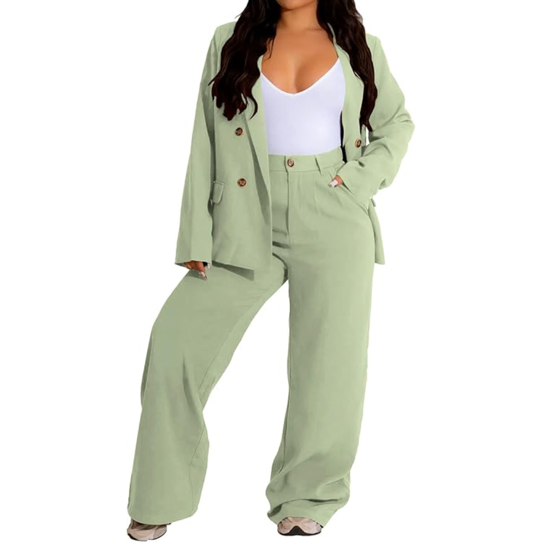 Tweedelig blazer & wijde broek dames businesspak