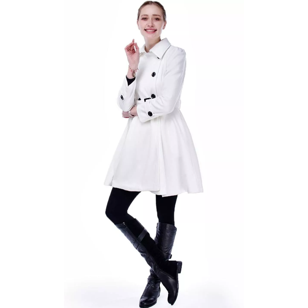 Dubbelzijdige wol peacoat met riem