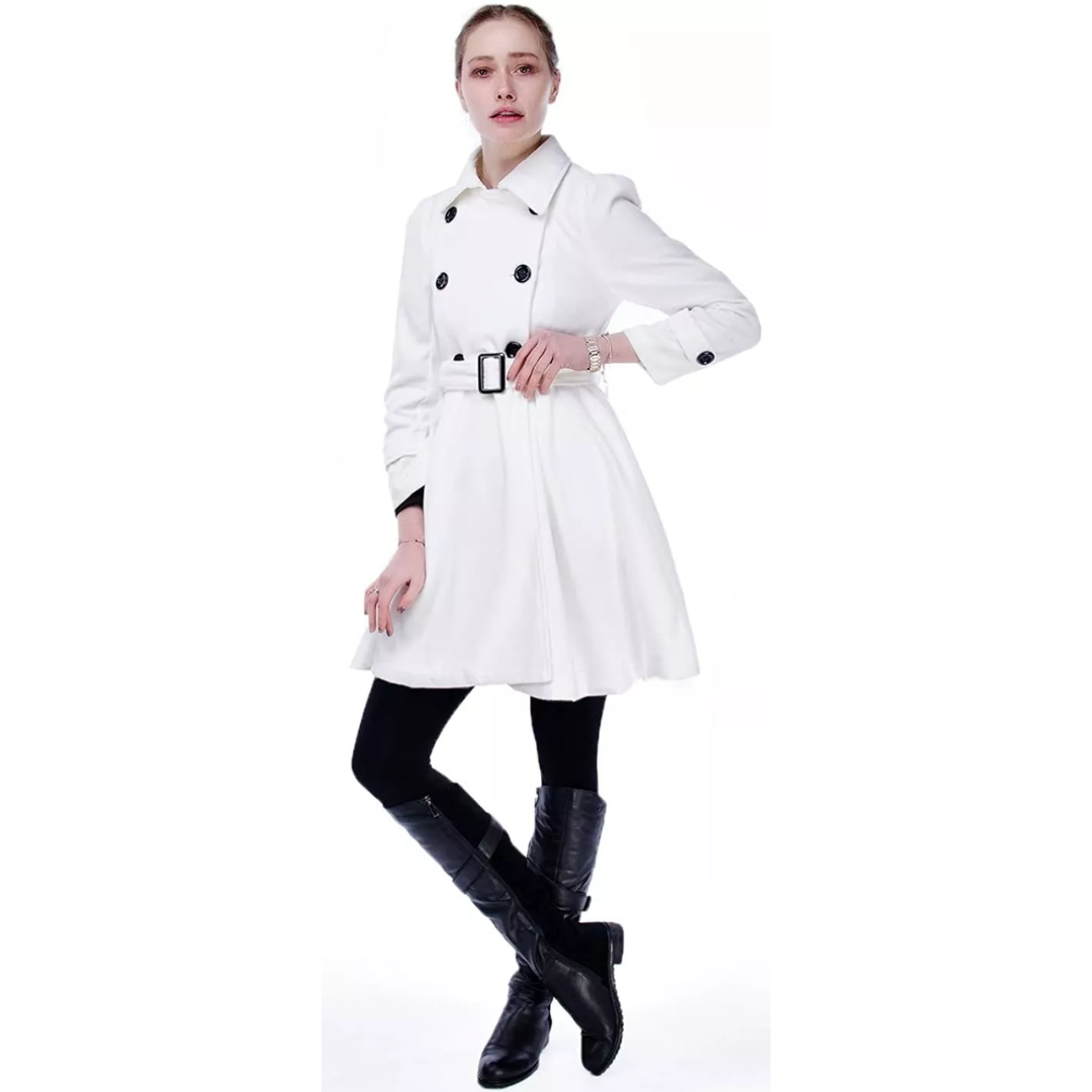 Dubbelzijdige wol peacoat met riem