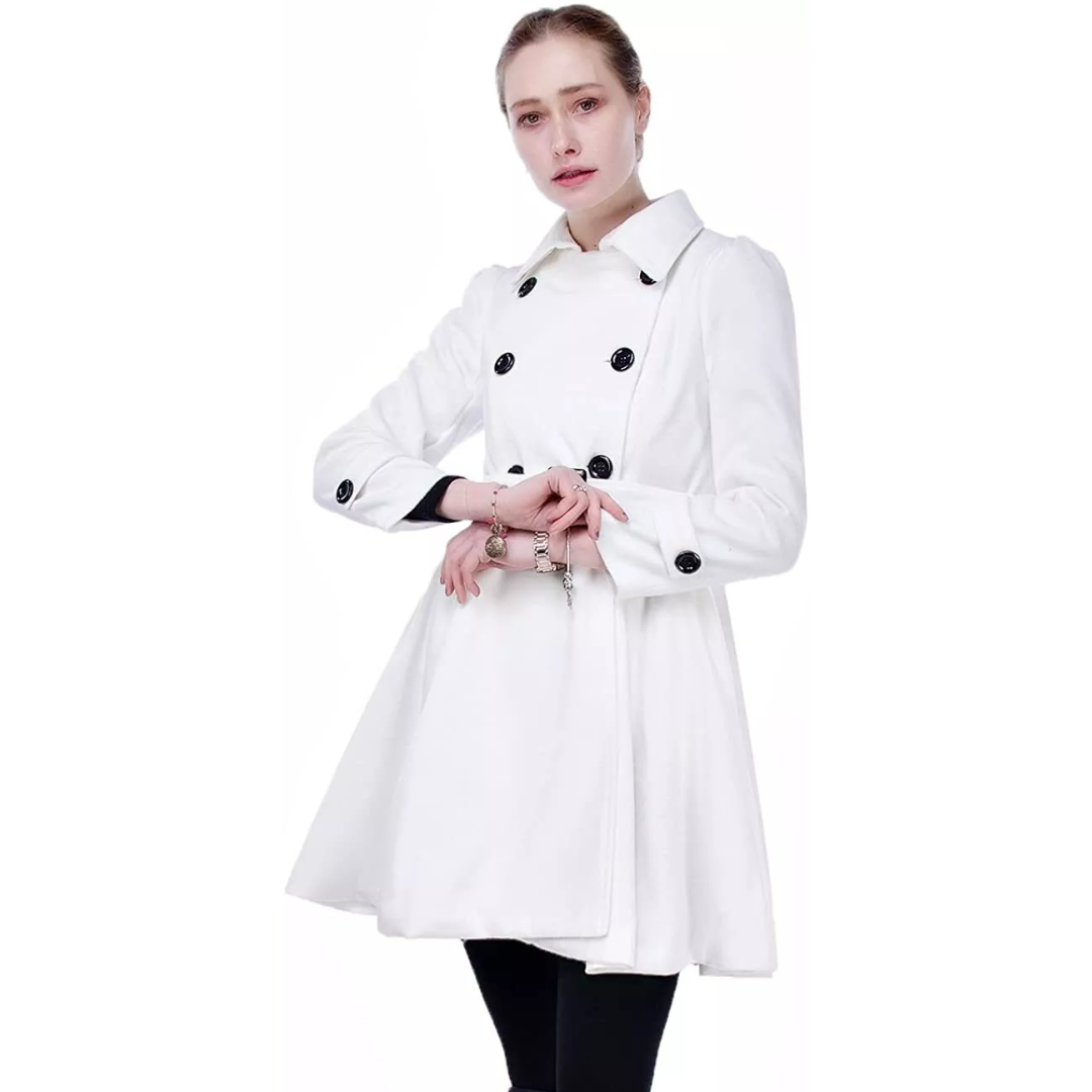 Dubbelzijdige wol peacoat met riem