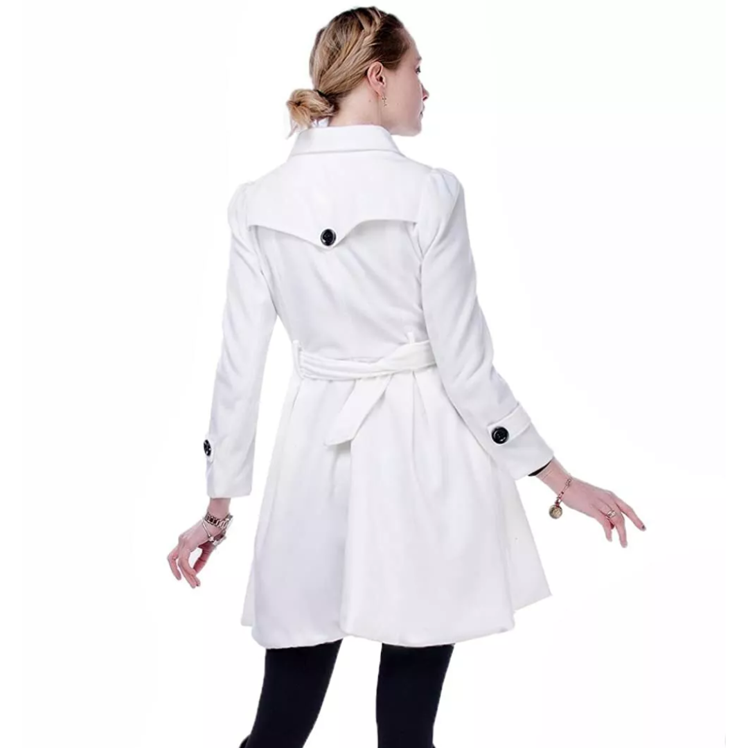 Dubbelzijdige wol peacoat met riem