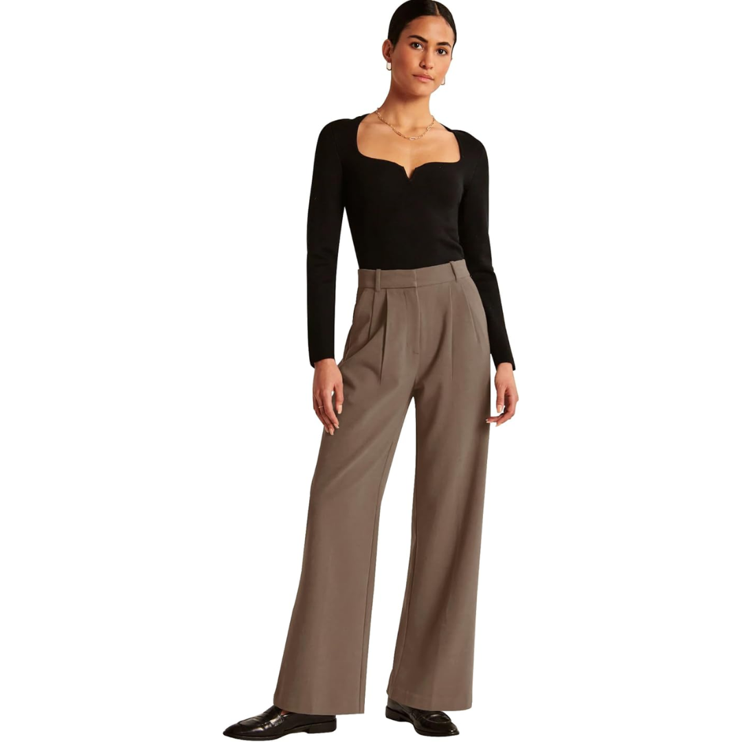 Hoog getailleerde business casual werkbroek met zakken