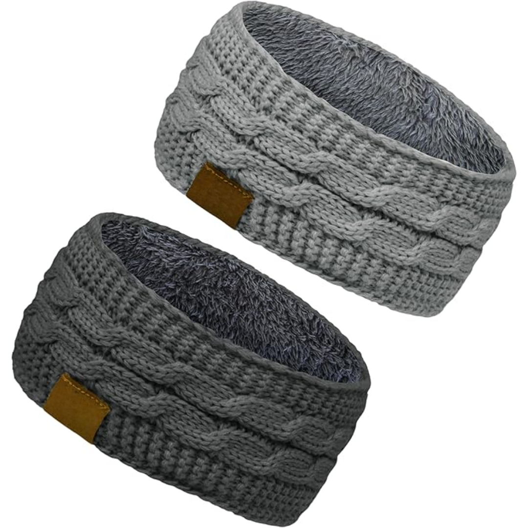 Warme gebreide oorwarmer haarband met fleecevoering
