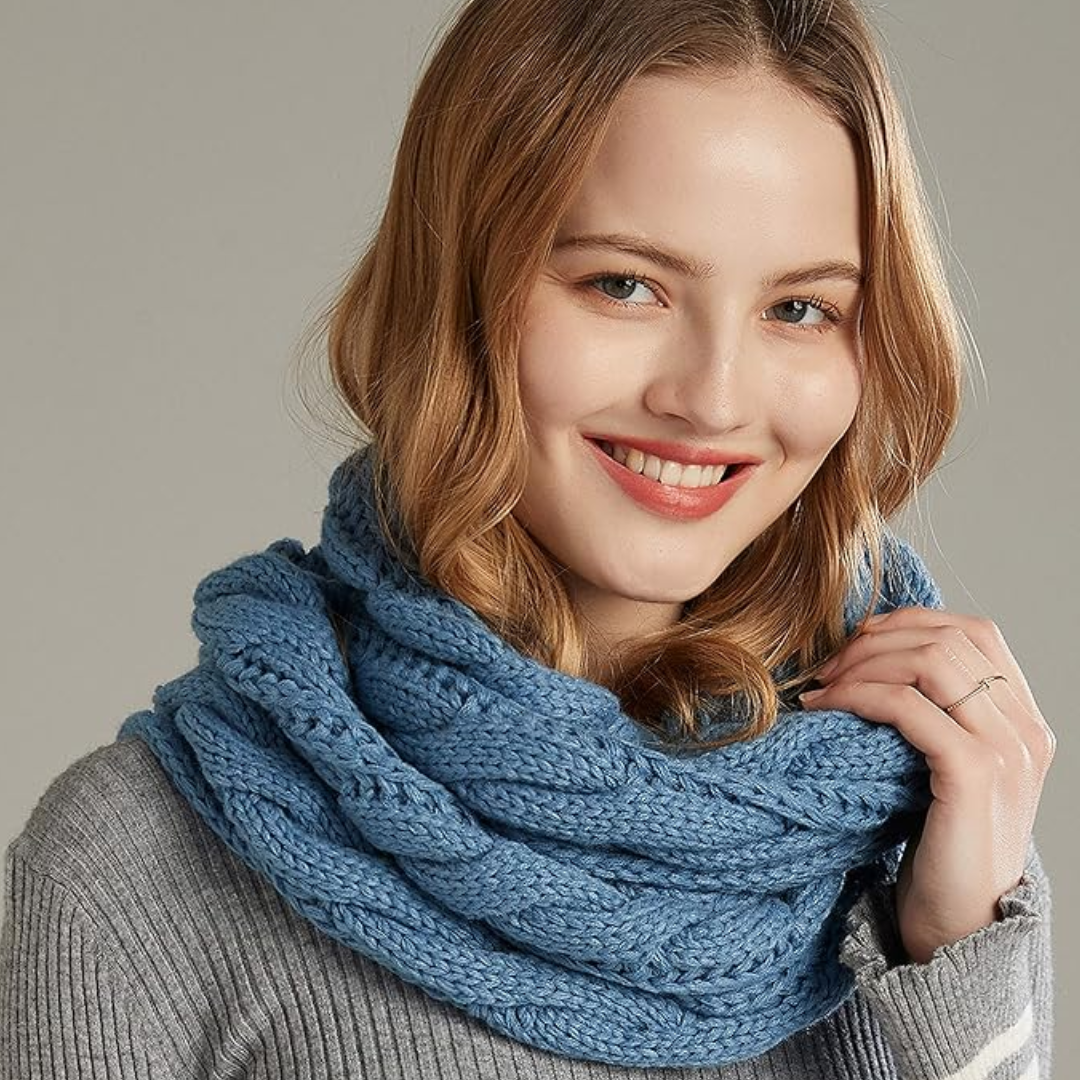 Warme geribbelde gebreide winter sjaal