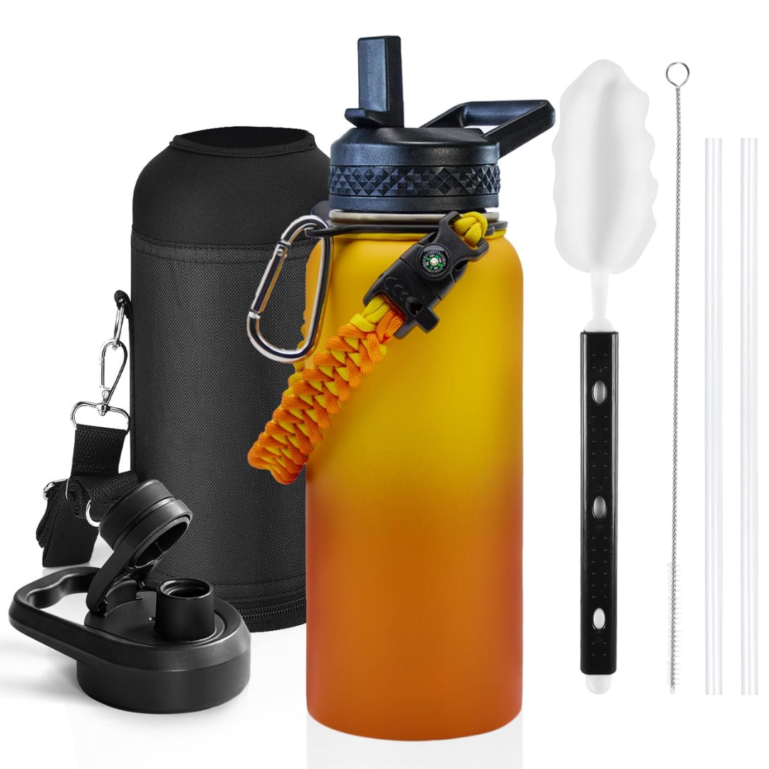 Geïsoleerde waterfles met paracordhandvat