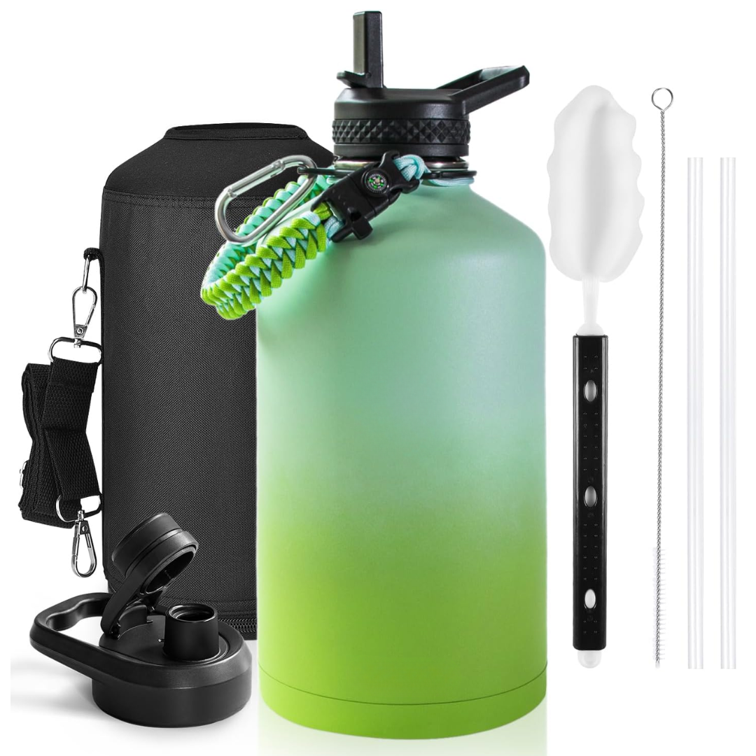 Geïsoleerde waterfles met paracordhandvat