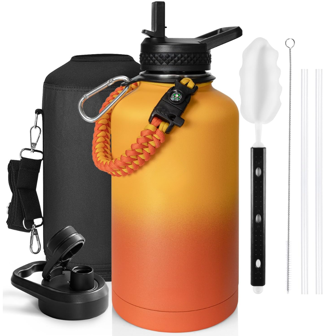 Geïsoleerde waterfles met paracordhandvat