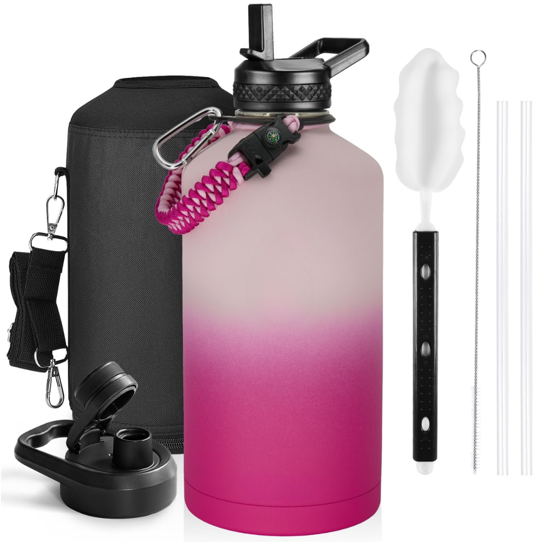 Geïsoleerde waterfles met paracordhandvat