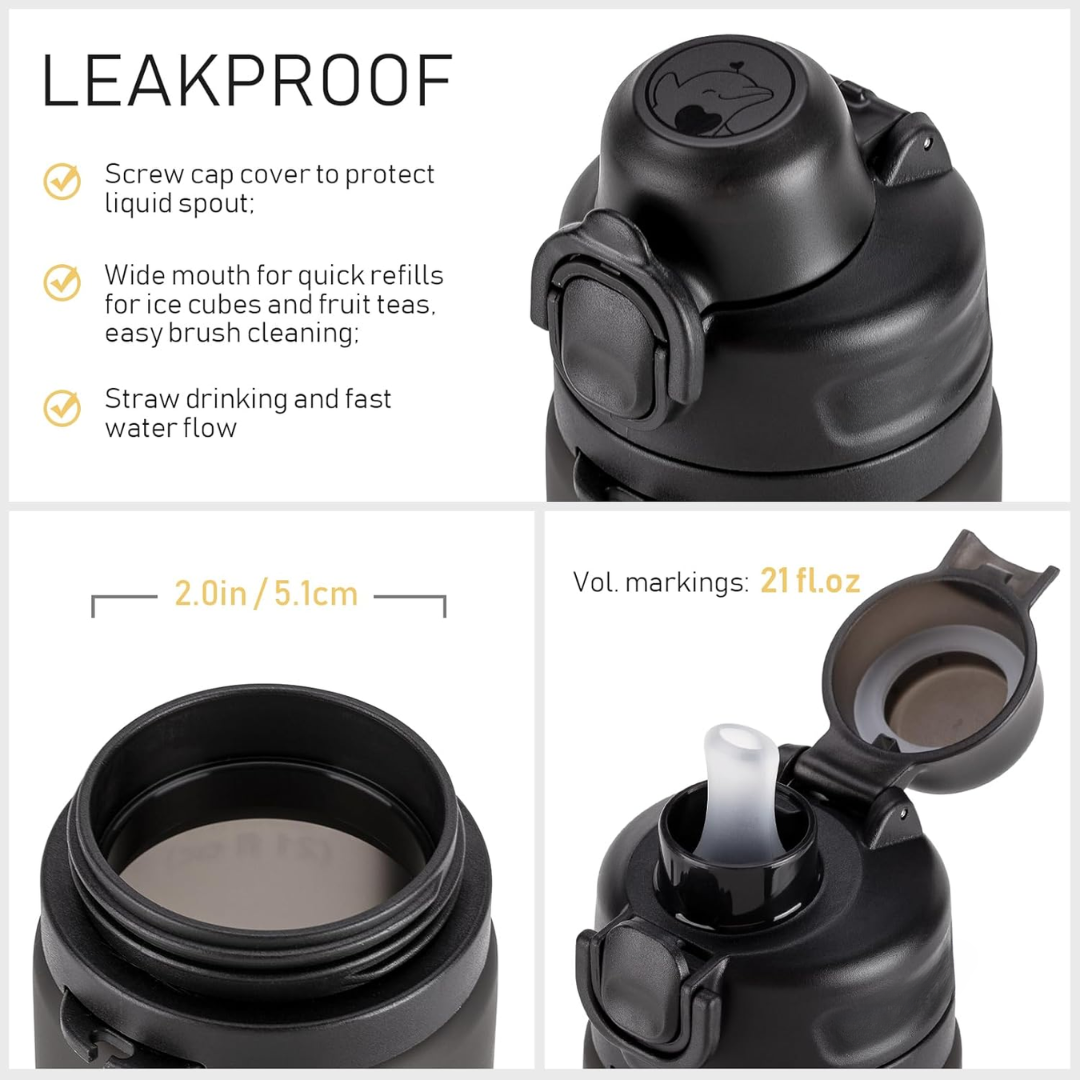 Opvouwbare siliconen waterfles van 600 ml