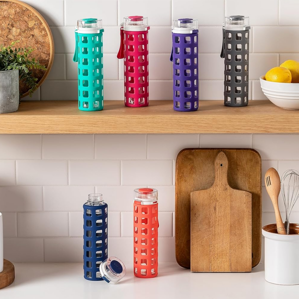 Glazen waterfles met one-touch-flipdeksel