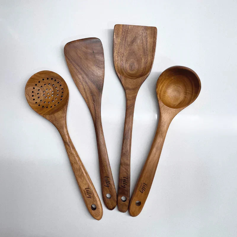 Natuurlijke houten keukenset