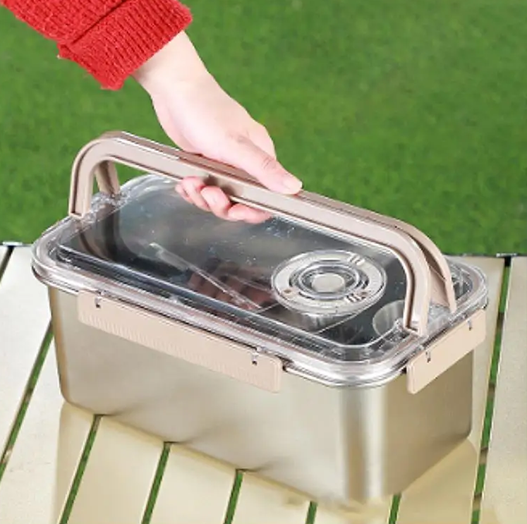 Camping messware kit RVS bestek met opslagdoos