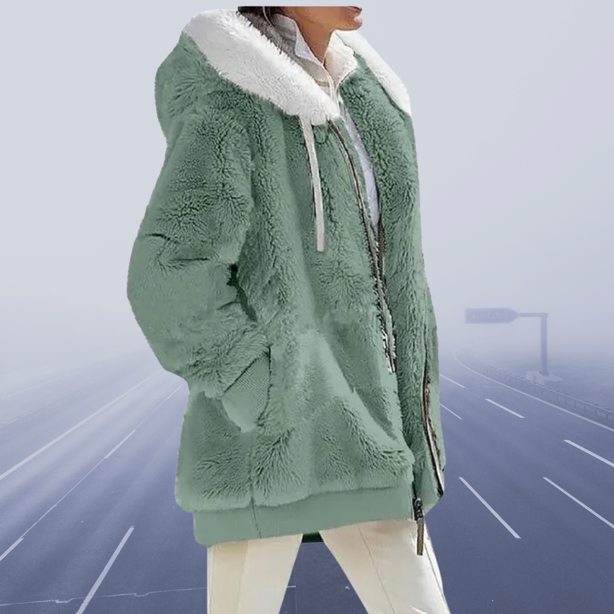 Casual fleece vest met capuchon
