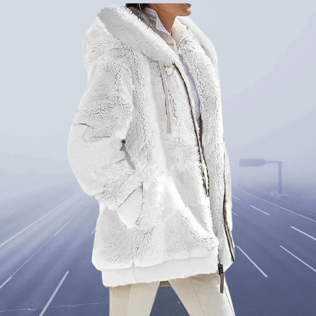 Casual fleece vest met capuchon