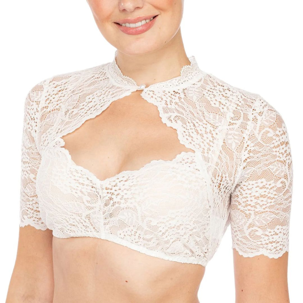 Dirndlblouse met kant & hartuitsnede voor dames