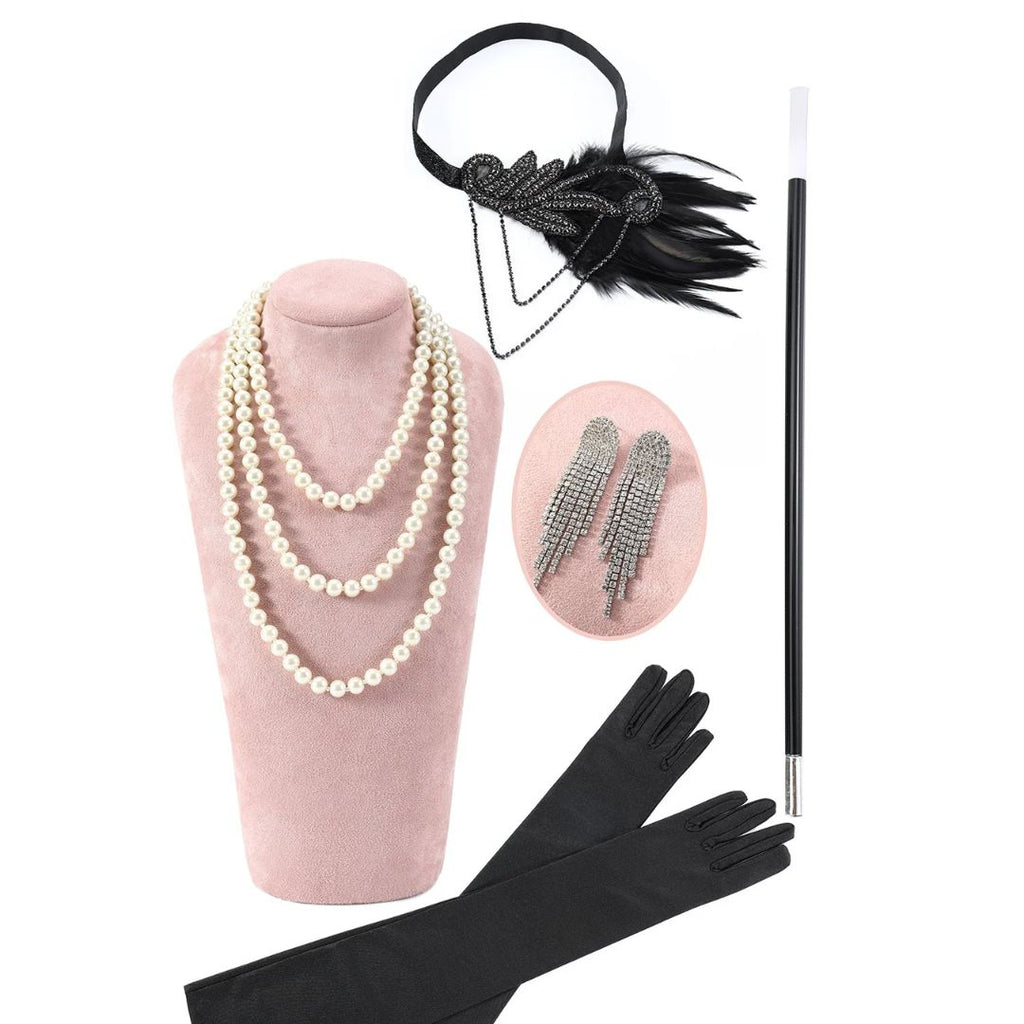 Zwarte jaren '20 accessoire set