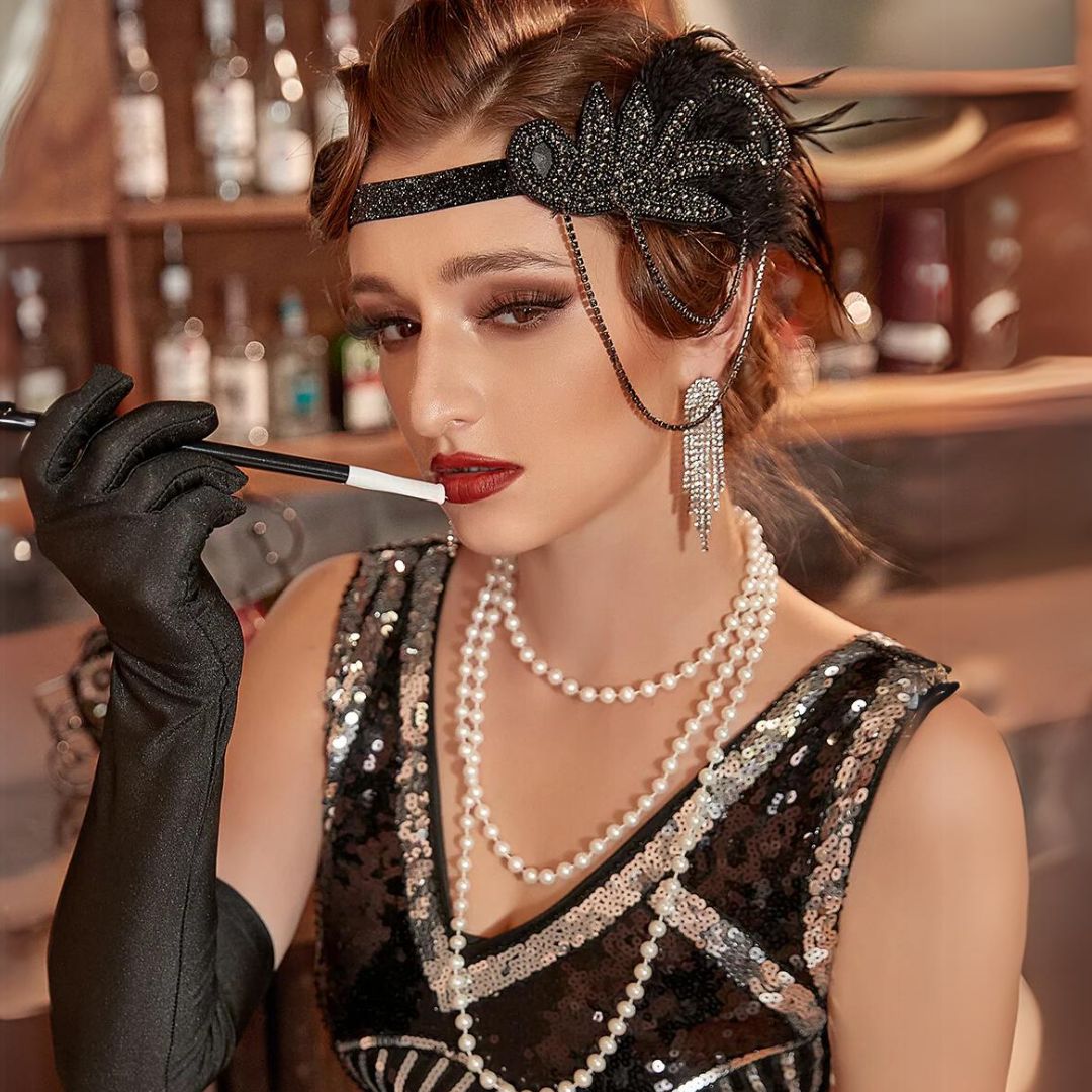 Zwarte jaren '20 accessoire set