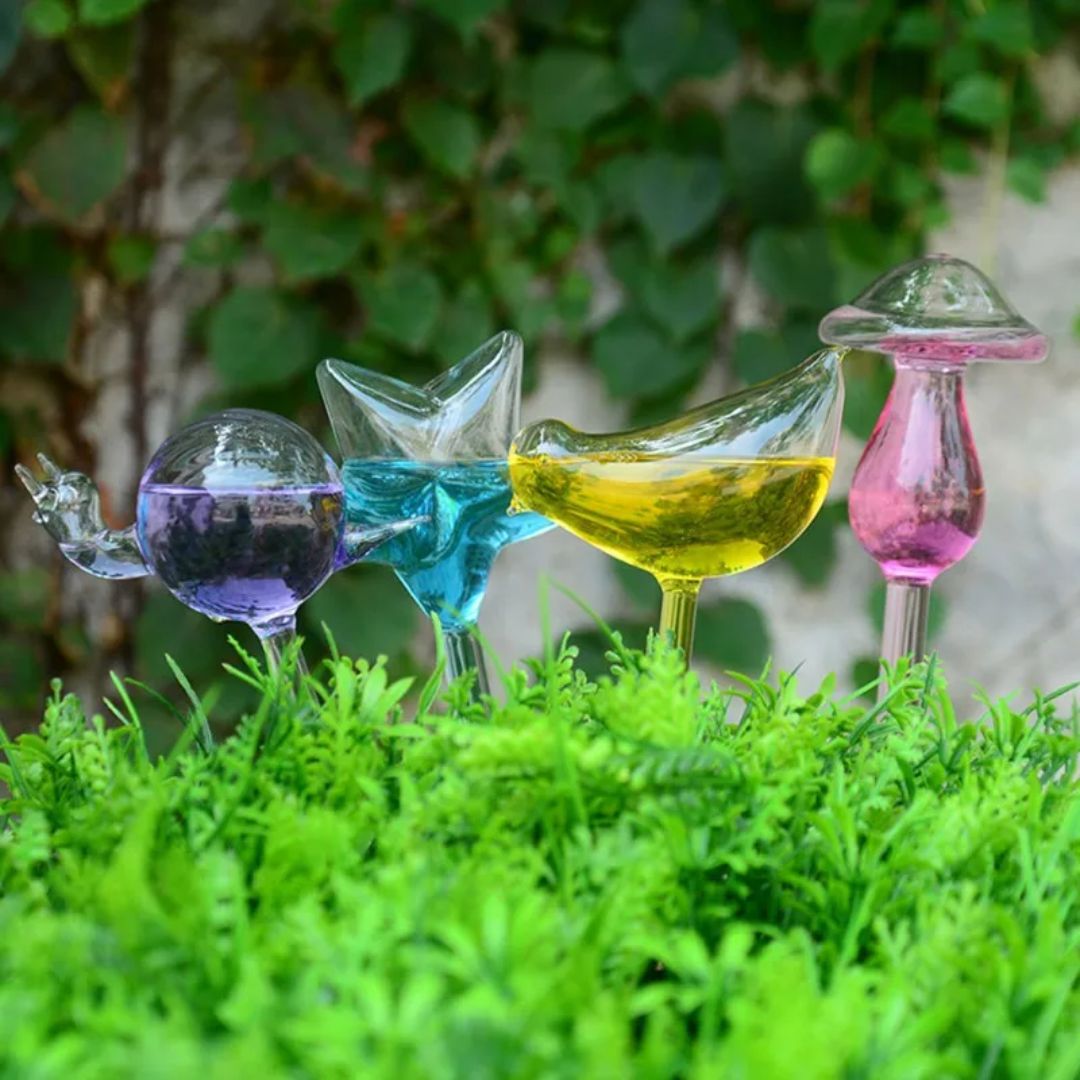 Transparante glazen zelfwatergever voor planten
