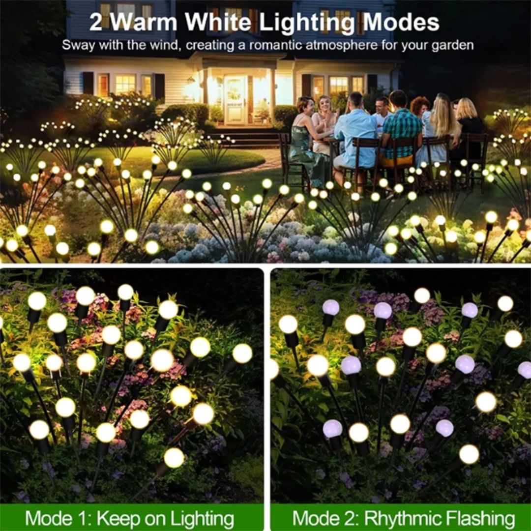 LED-tuinlamp op zonne-energie met vuurwerkeffect