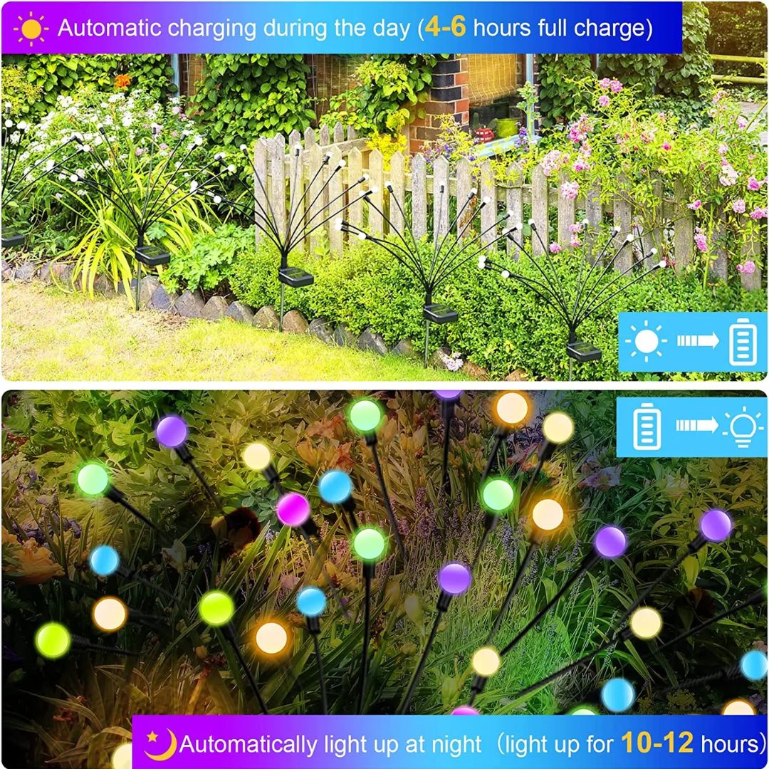 LED-tuinlamp op zonne-energie met vuurwerkeffect