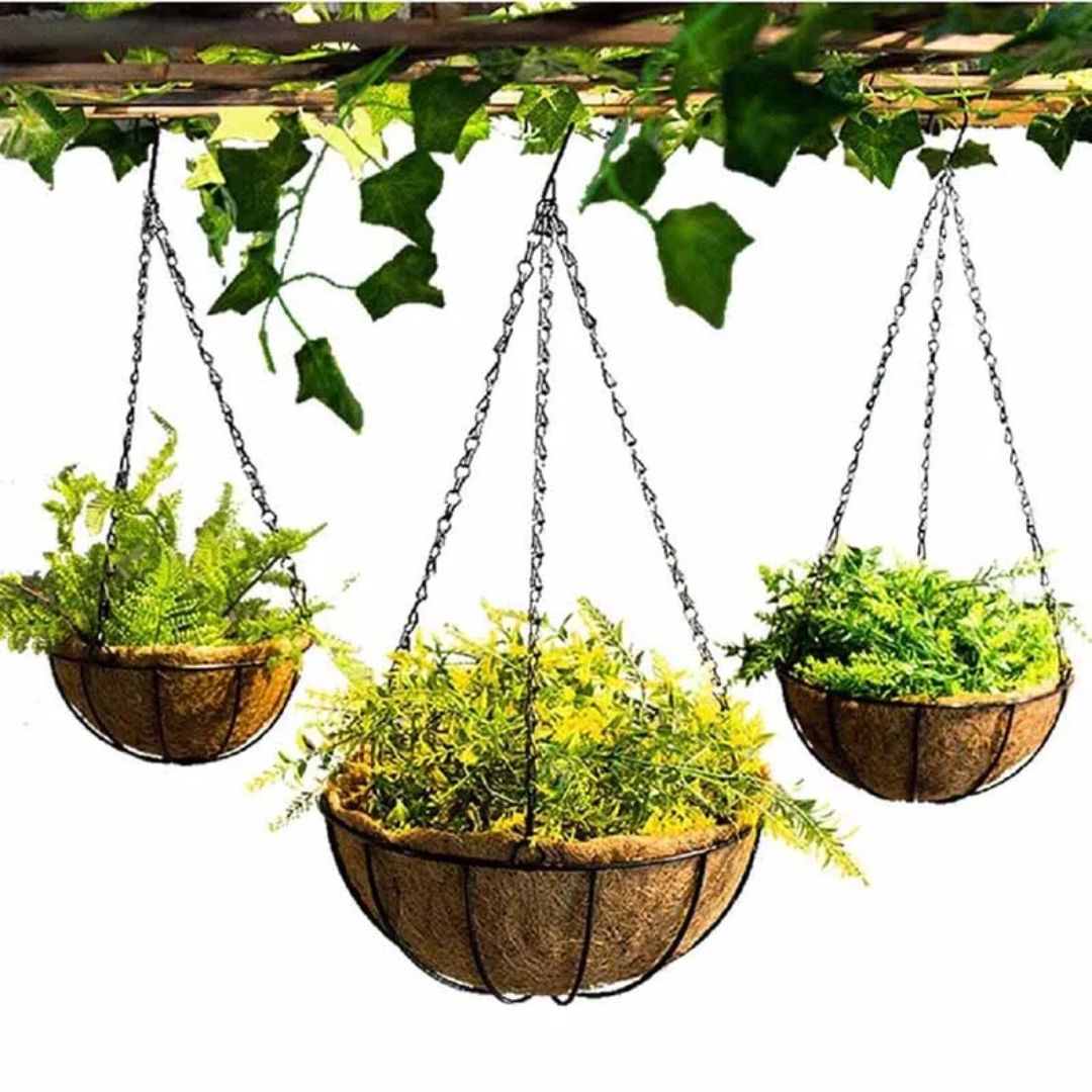 Hangende plantenmand in ronde vorm