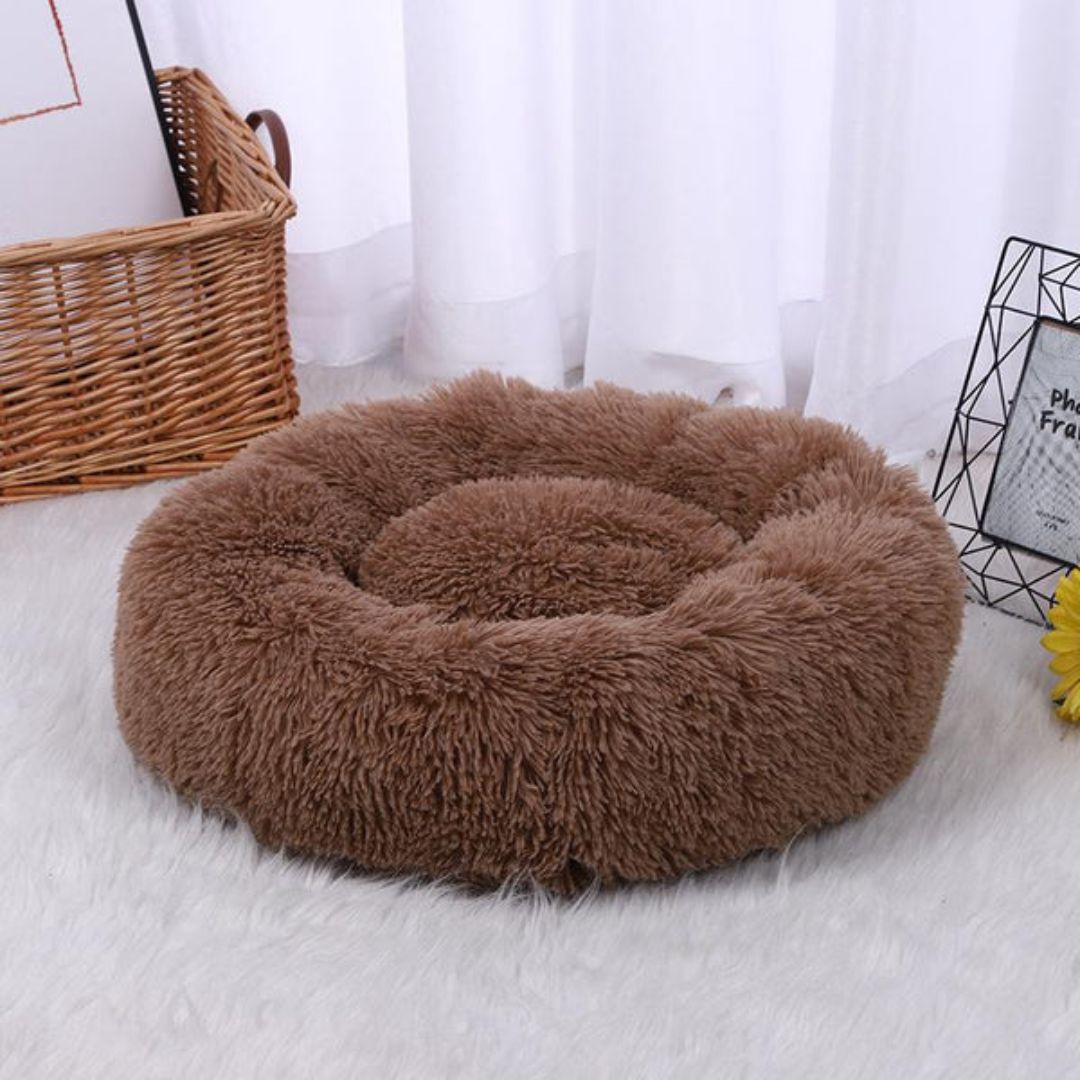 Pluchen huisdierenbed in donutvorm