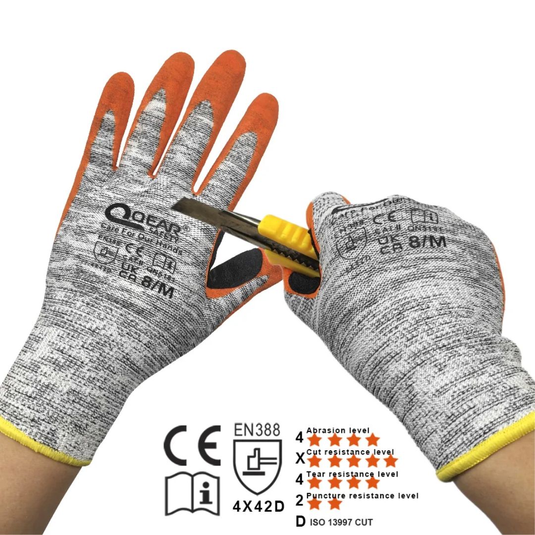 Beschermende werkhandschoenen met nitrilcoating en antislip