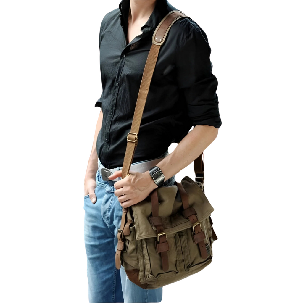 Ruime heren canvas crossbody